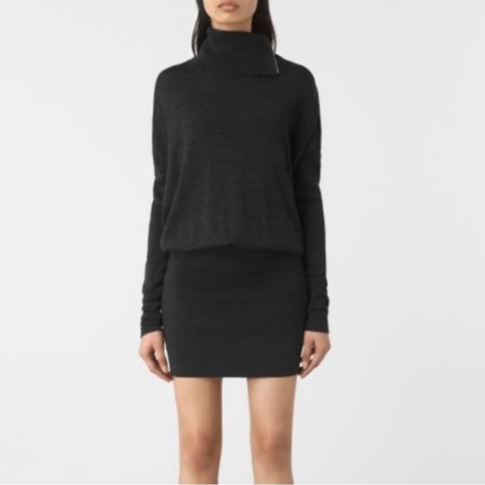 AllSaints Black Turtleneck Mini Dress